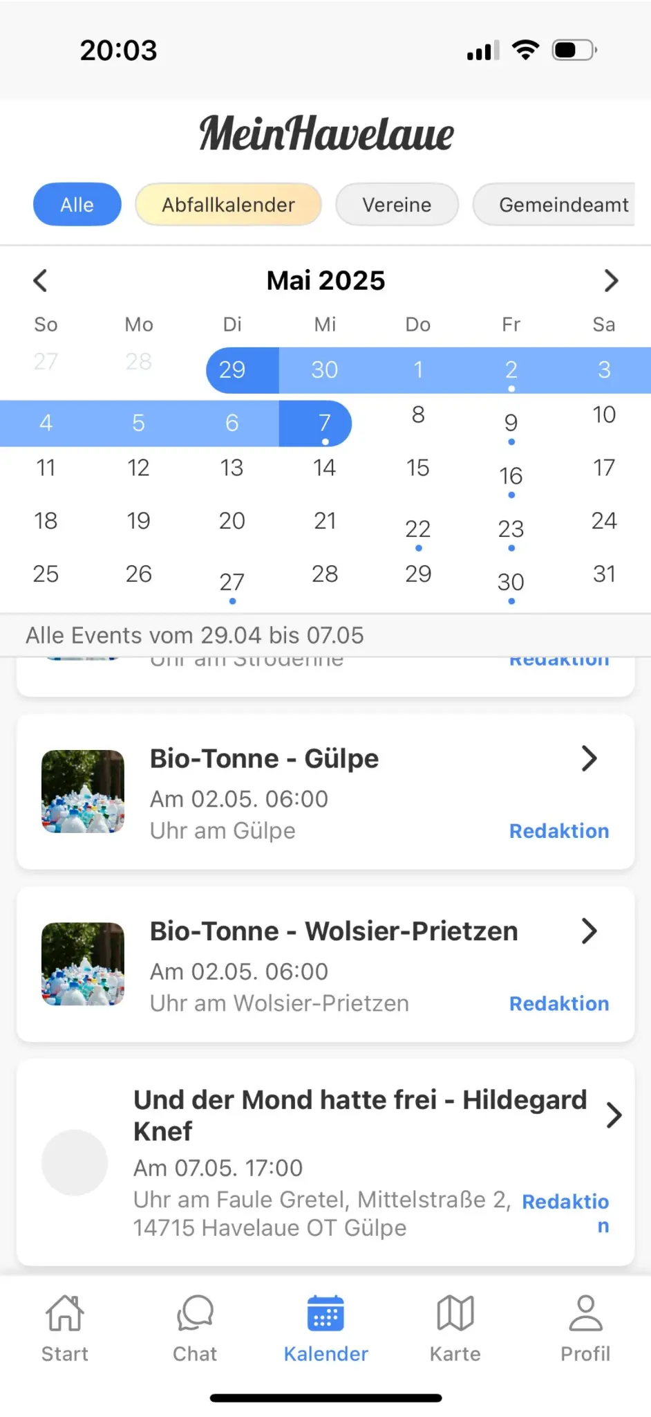 MyLocalApp Kalender