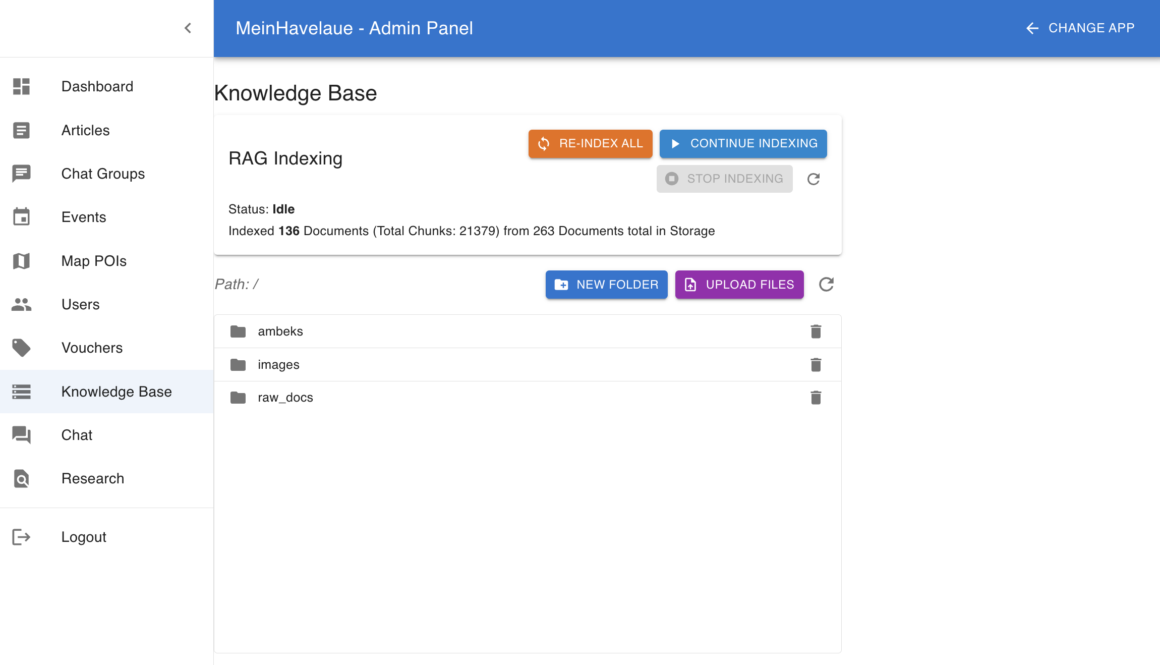 Admin Panel - RAG Wissensdatenbank